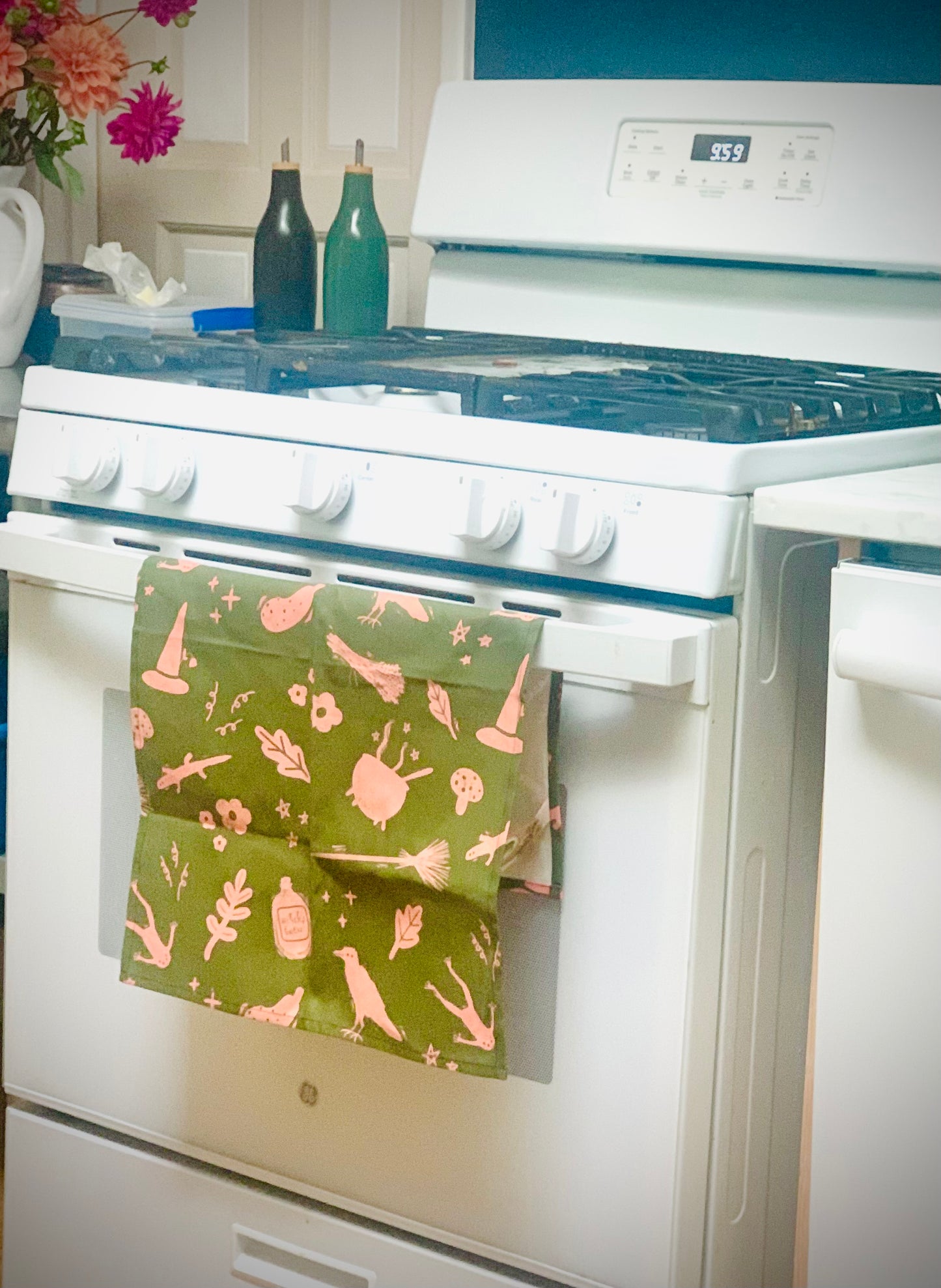 Witch’s Brew Tea Towel (in Punk Pink and Toad Green)