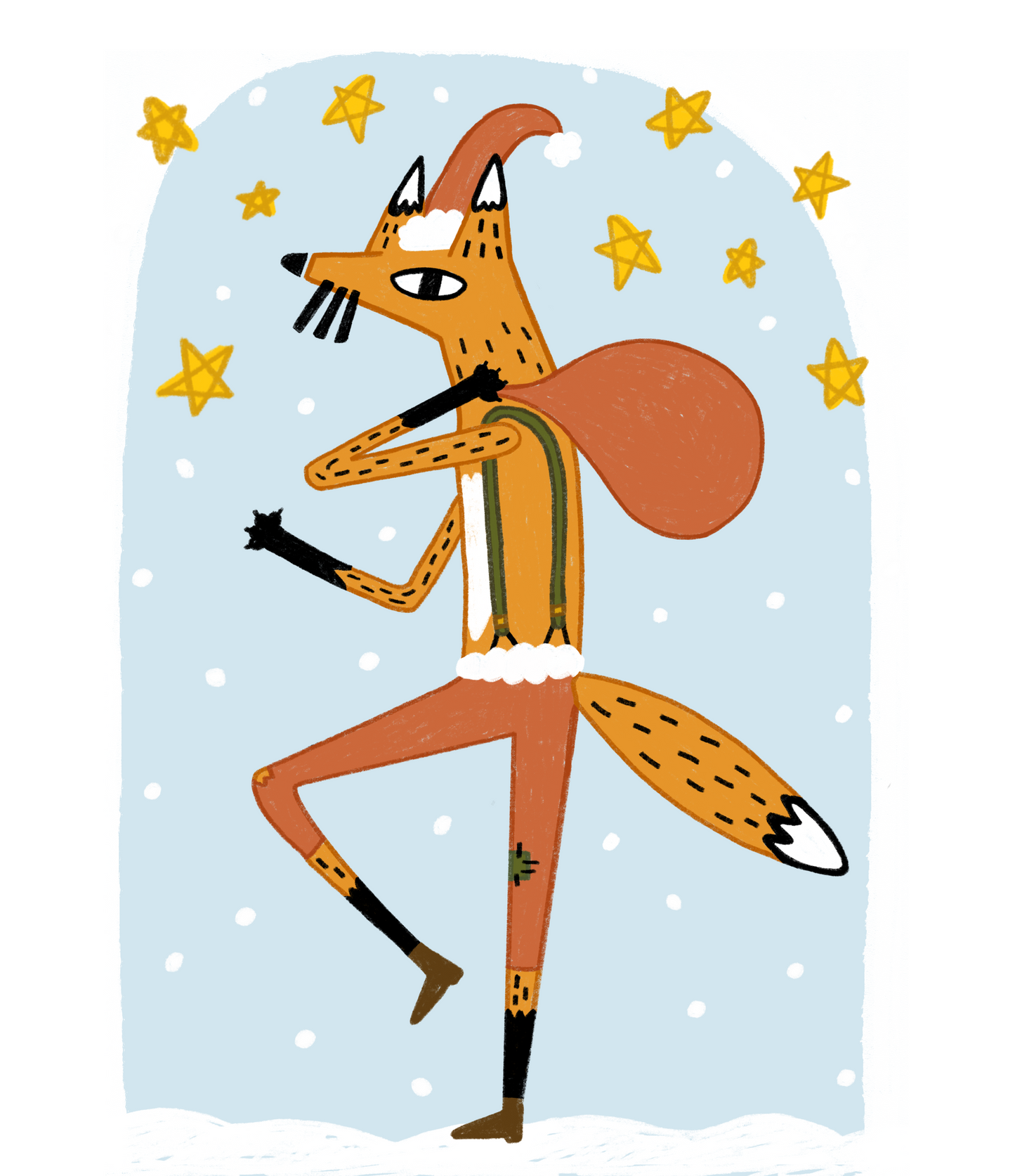 Santa Fox Greeting Card