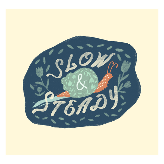 Slow & Steady Art Print in blue